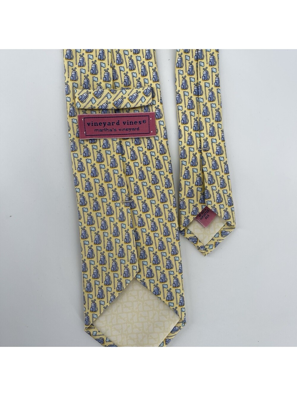 Vineyard Vines Tie Mens One Size Yellow Palm Tree Silk Hand Made USA Prep